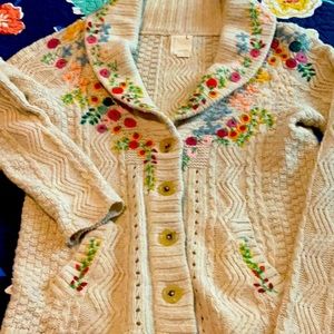 Anthropologie Embroidered Cardigan sweater